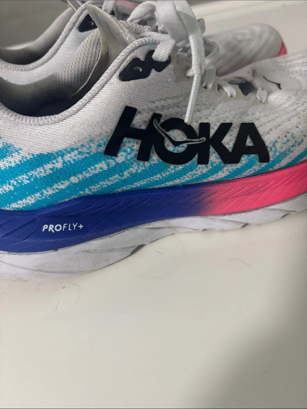 Hoka One One Women's White Teal Pink Athletic Shoes